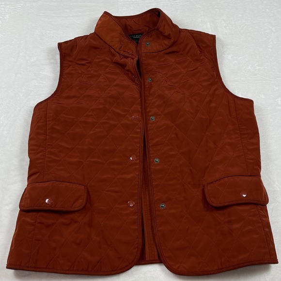 Talbots Jackets & Blazers - Talbots Womens‎ Quilted Vest Burnt Orange Snap Front Equestrian Rust Large L